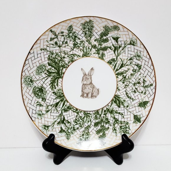 NEW RARE Williams Sonoma Set of 4 Garden Lattice Bunny Salad Plates 8 1/2" - Picture 2 of 3